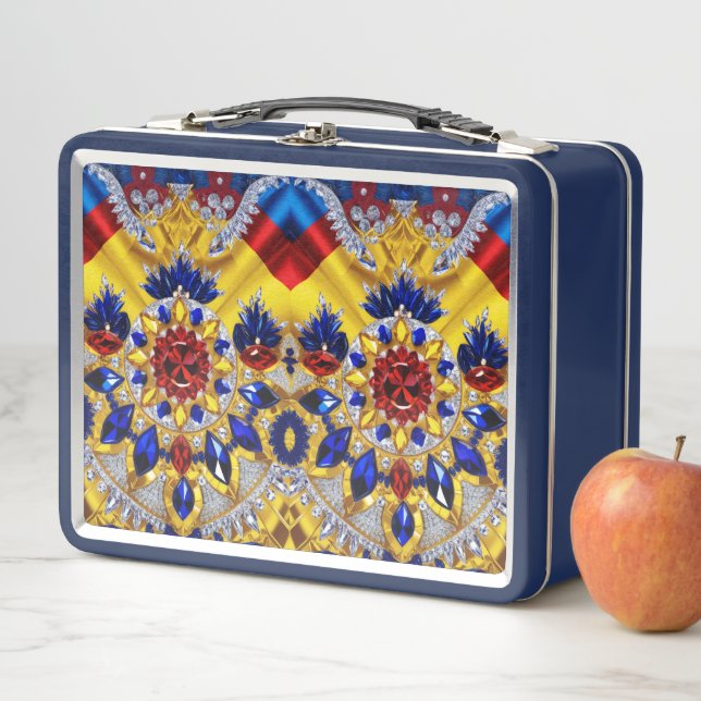 Metal Stainless Lunchbox with Romanian Colours (In Situ)