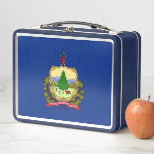 Metal Stainless Lunchbox with Vermont State flag