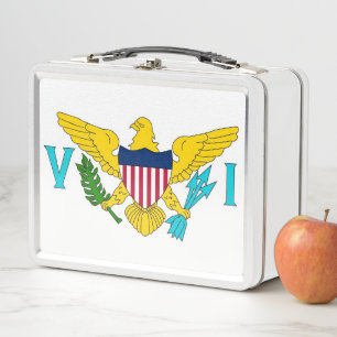 Metal Stainless Lunchbox with Virgin Islands flag