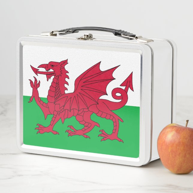 Metal Stainless Lunchbox with Wales flag (In Situ)