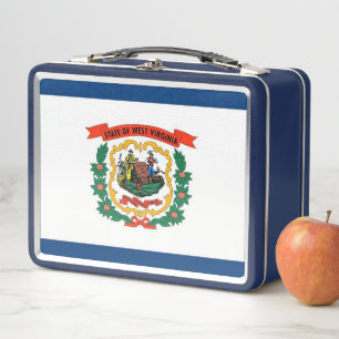 Metal Stainless Lunchbox with West Virginia flag