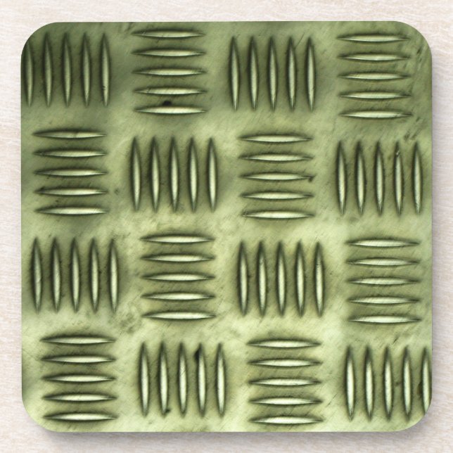 Metal Stainless Steel Chequered Flooring Texture Coaster (Front)