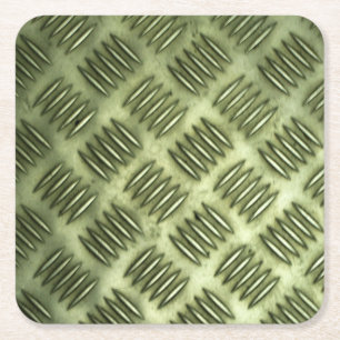 Metal Steel Chequered Flooring Diagonal Texture Square Paper Coaster