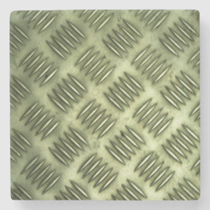 Metal Steel Chequered Flooring Diagonal Texture Stone Coaster