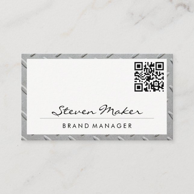 Metal Steel Frame | QR Code Business Card (Front)