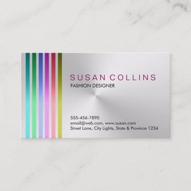 Metal Steel Professional Clean Striped Aluminium Business Card (Front)