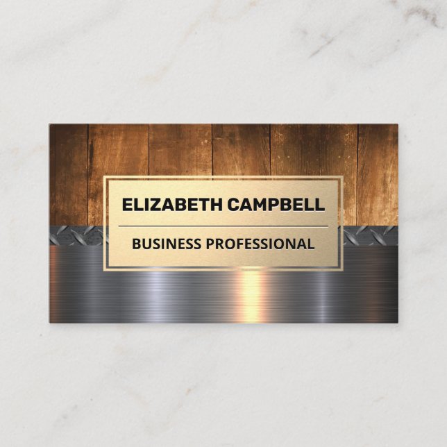 Metal Steel Wood | Industrial Business Card (Front)