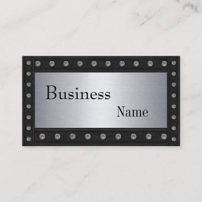 Metal Studs Look Silver Black 2 Business Card (Front)