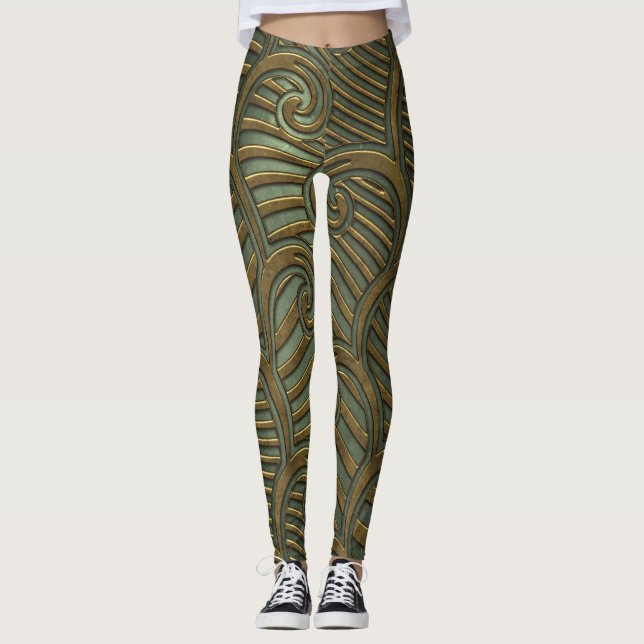 Metal swirls: seamless texture. leggings (Front)