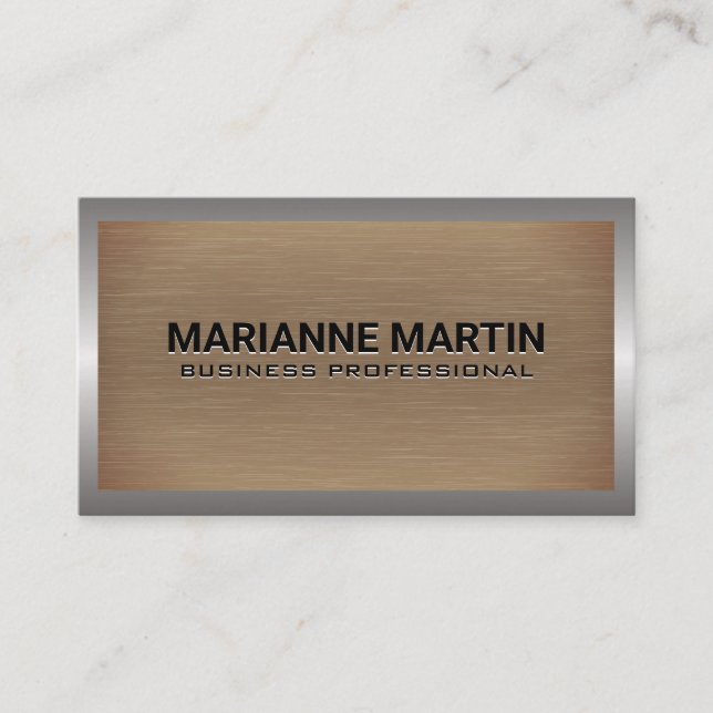 Metal Texture Brushed | Industrial Border  Business Card (Front)