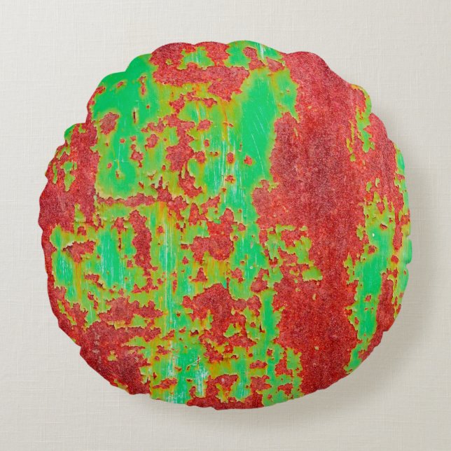 Metal texture with scratches and cracks effect, ab round cushion (Front)