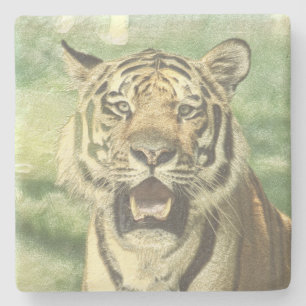 metal tiger stone coaster