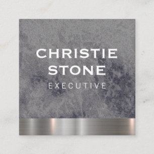 Metal Trim Black Marble Variation Square Business Card