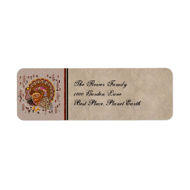Metal Turkey Return Address Label (Front)