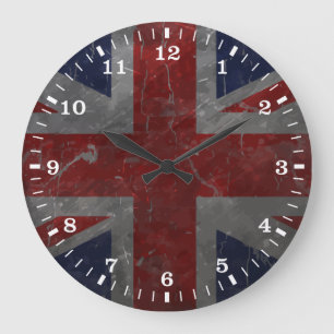 Metal Vintage Union Jack Flag Large Clock