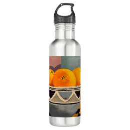 Metal water bottle with oranges design