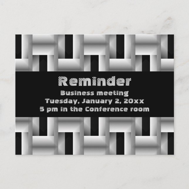 Metal weave business meeting reminder postcard (Front)