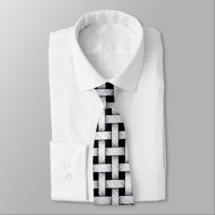 Metal Weave Pattern on Black Neck Tie