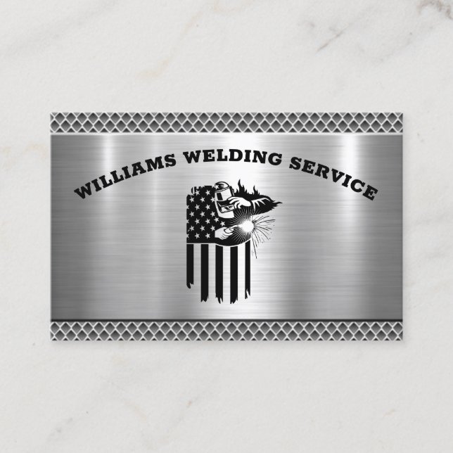 Metal Welding Fabricator Contractor QR Code Business Card (Front)