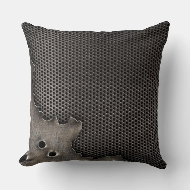 Metal with bullet holes background cushion (Front)