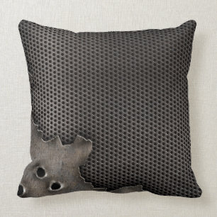 Metal with bullet holes background cushion