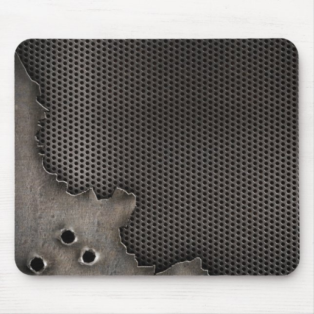 Metal with bullet holes background mouse pad (Front)