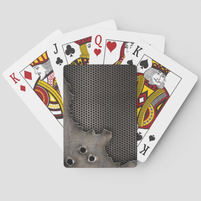 Metal with bullet holes background playing cards (Back)