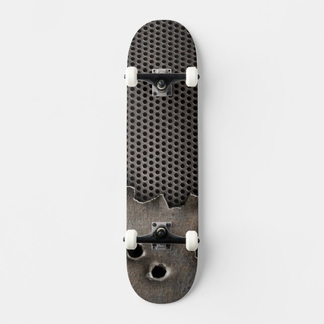 Metal with bullet holes background skateboard (Front)