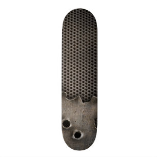 Metal with bullet holes background skateboard