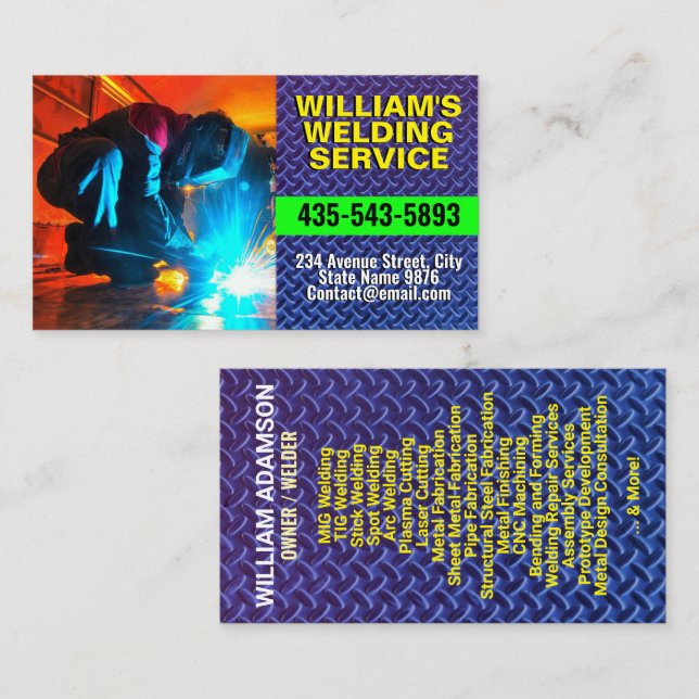 Metal Work Services | Metal Fabrication & Welding Business Card (Front/Back)