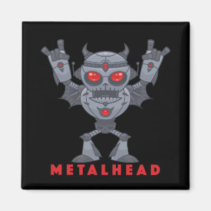 Metalhead - Heavy Metal Robot Devil - With Text Magnet