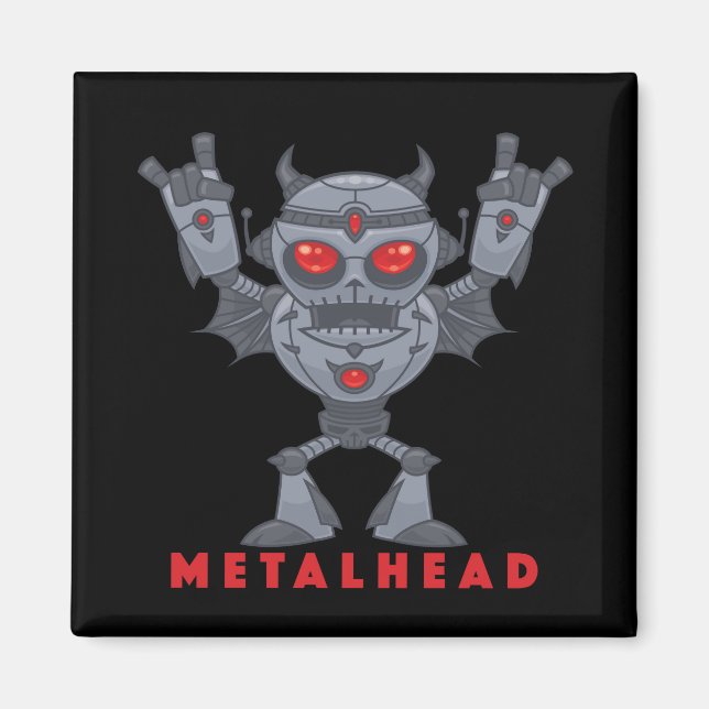 Metalhead - Heavy Metal Robot Devil - With Text Magnet (Front)