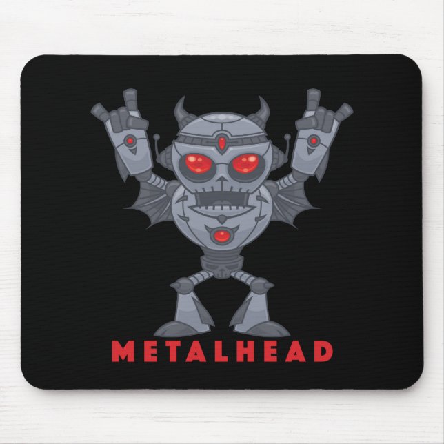 Metalhead - Heavy Metal Robot Devil - With Text Mouse Pad (Front)