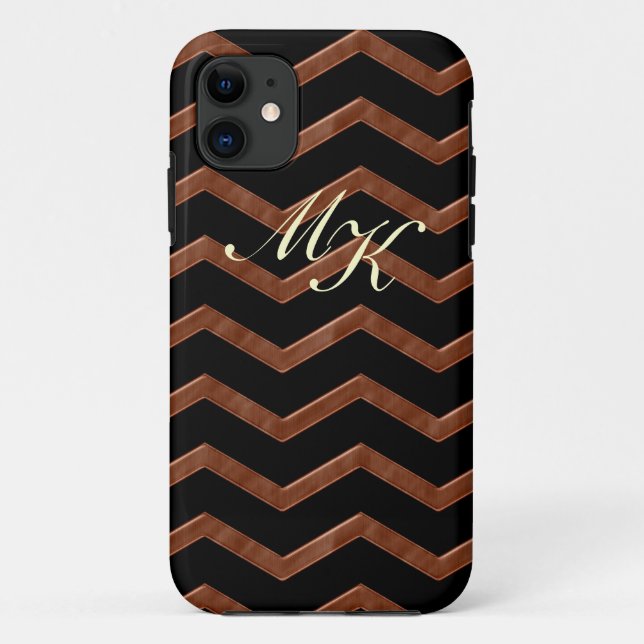 Metalic Bronze Zig Zag Pattern Case-Mate iPhone Case (Back)