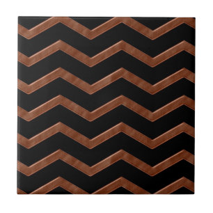 Metalic Bronze Zig Zag Pattern Ceramic Tile