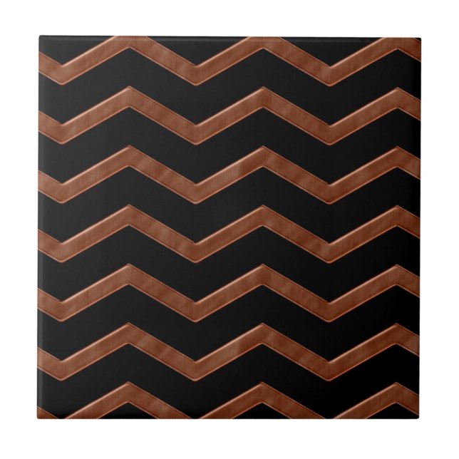 Metalic Bronze Zig Zag Pattern Ceramic Tile (Front)