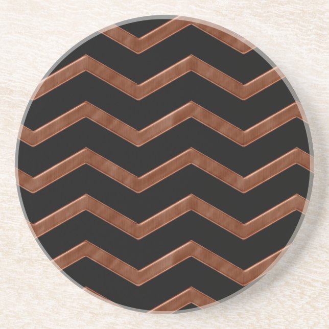 Metalic Bronze Zig Zag Pattern Coaster (Front)