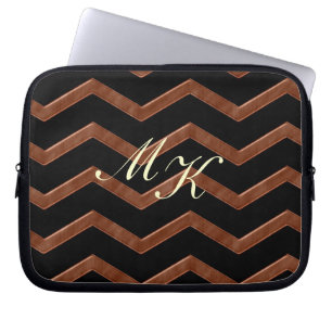 Metalic Bronze Zig Zag Pattern Laptop Sleeve