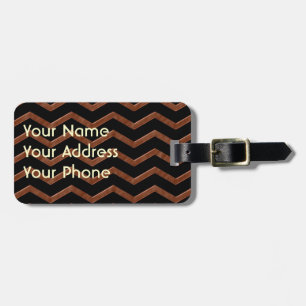 Metalic Bronze Zig Zag Pattern Luggage Tag