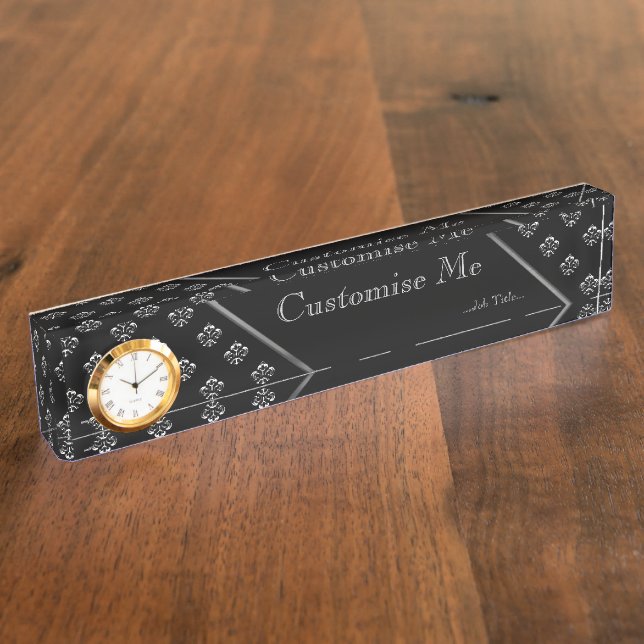 Metalic Fleur de lis (Silver) Nameplate (Side)