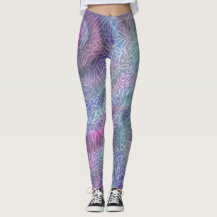 Metalic mermaid colours with abstract paisleys can leggings