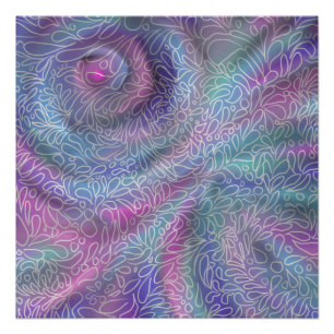 Metalic mermaid colours with abstract paisleys can poster