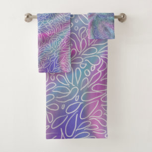 Metalic mermaid colours with abstract paisleys sho bath towel set