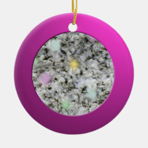 Metalic Pink Circle and Pastel Granite Rock Ceramic Tree Decoration