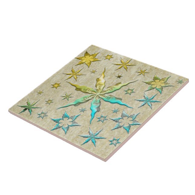 metalic starfishs embossed texturised cool sweet  ceramic tile (Side)