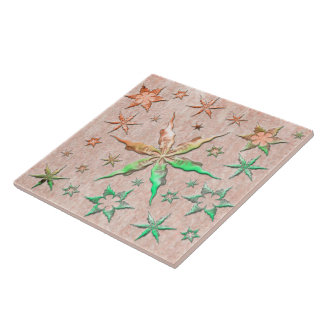 metalic starfishs embossed texturised cool sweet  ceramic tile