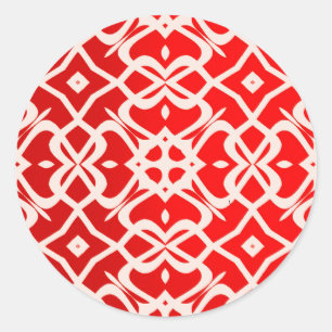 Metalic X Lace Pattern Sticker-Red and White Classic Round Sticker