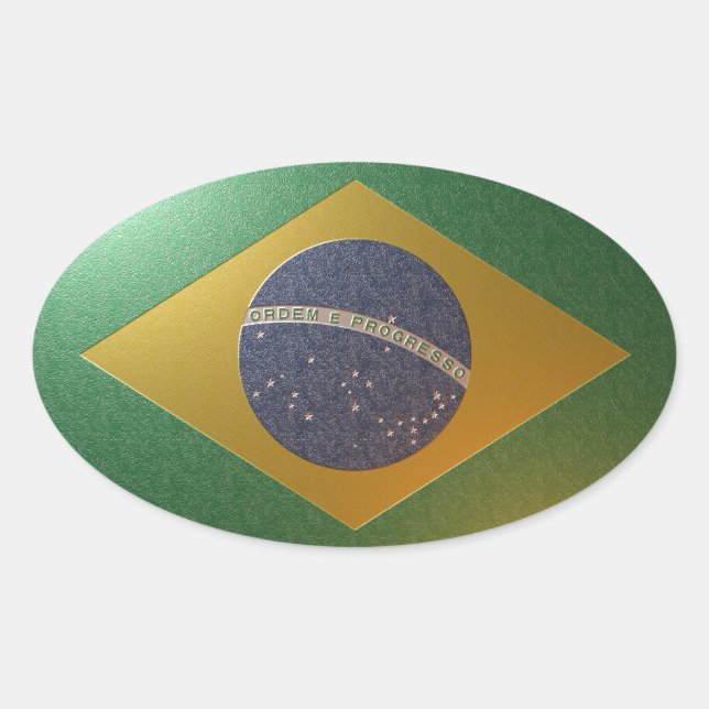 Metalized Brazilian flag Oval Sticker (Front)