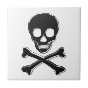 Metall skul and bones ceramic tile
