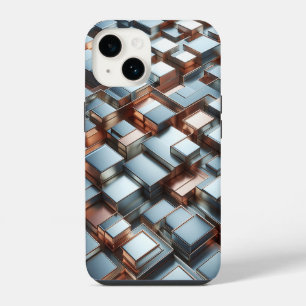 Metallic 3D Block Phone Case - Industrial Silver 
